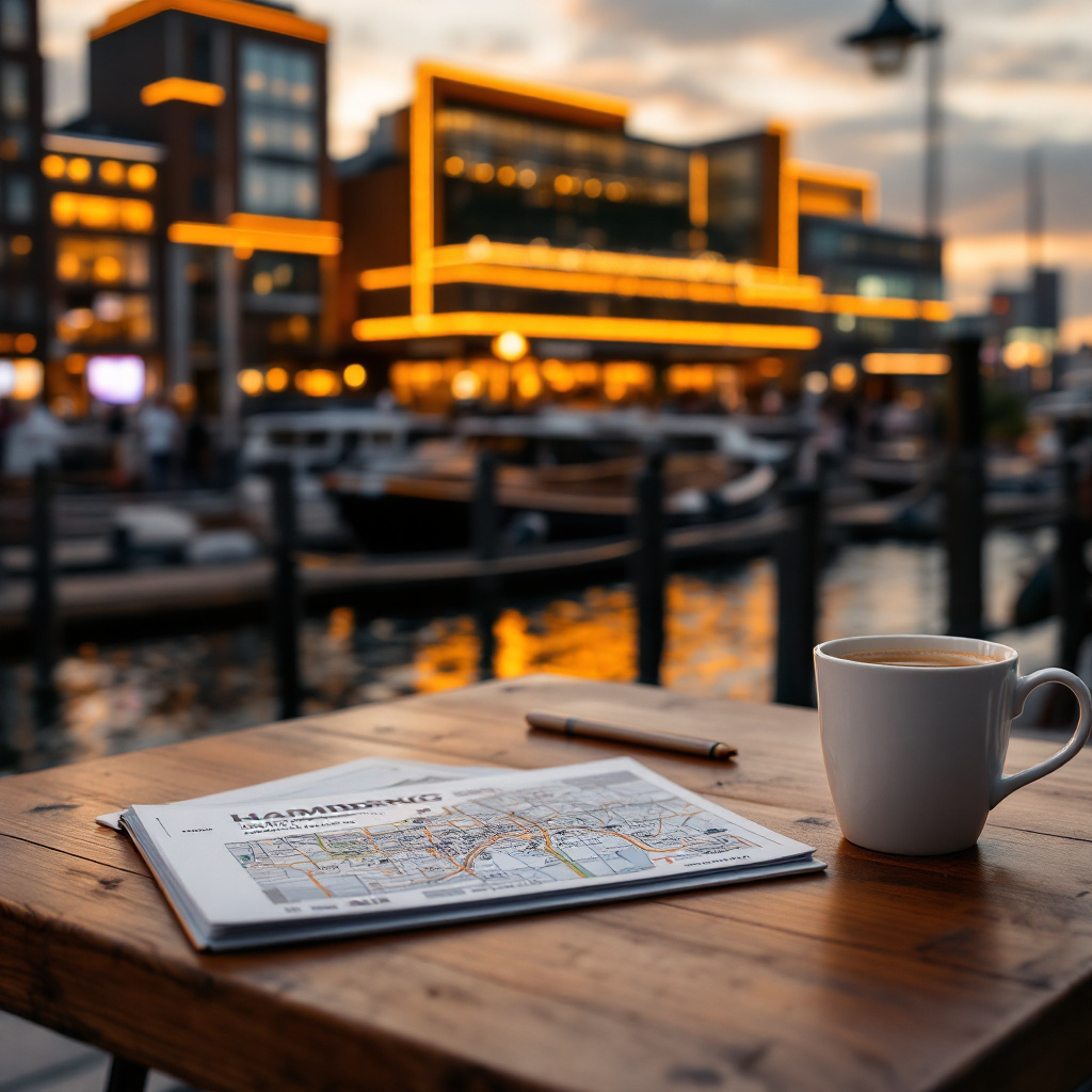 Musical Wochenende Hamburg planen mit Tickets und Stadtplan am Hamburger Hafen